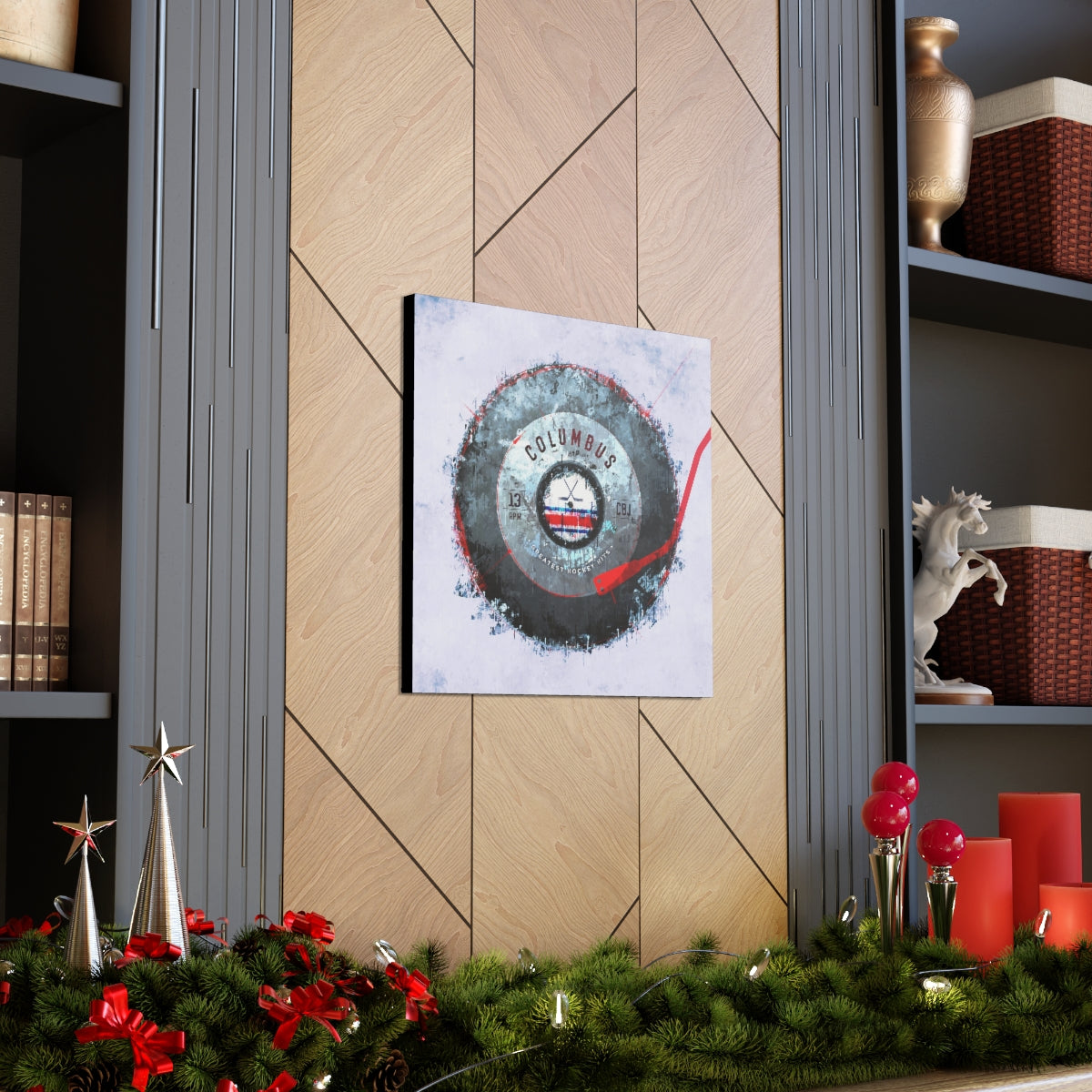 Columbus Blue Jackets Hockey Puck Turntable Canvas Art