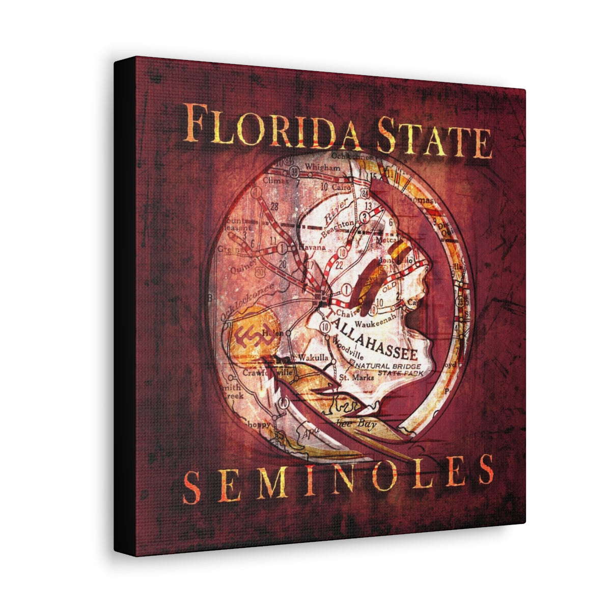 Florida State Seminoles Vintage Canvas Map