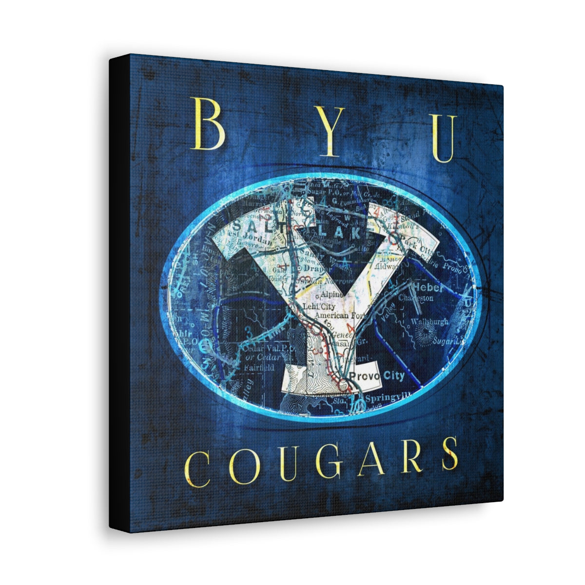 BYU Cougars Vintage Canvas Map