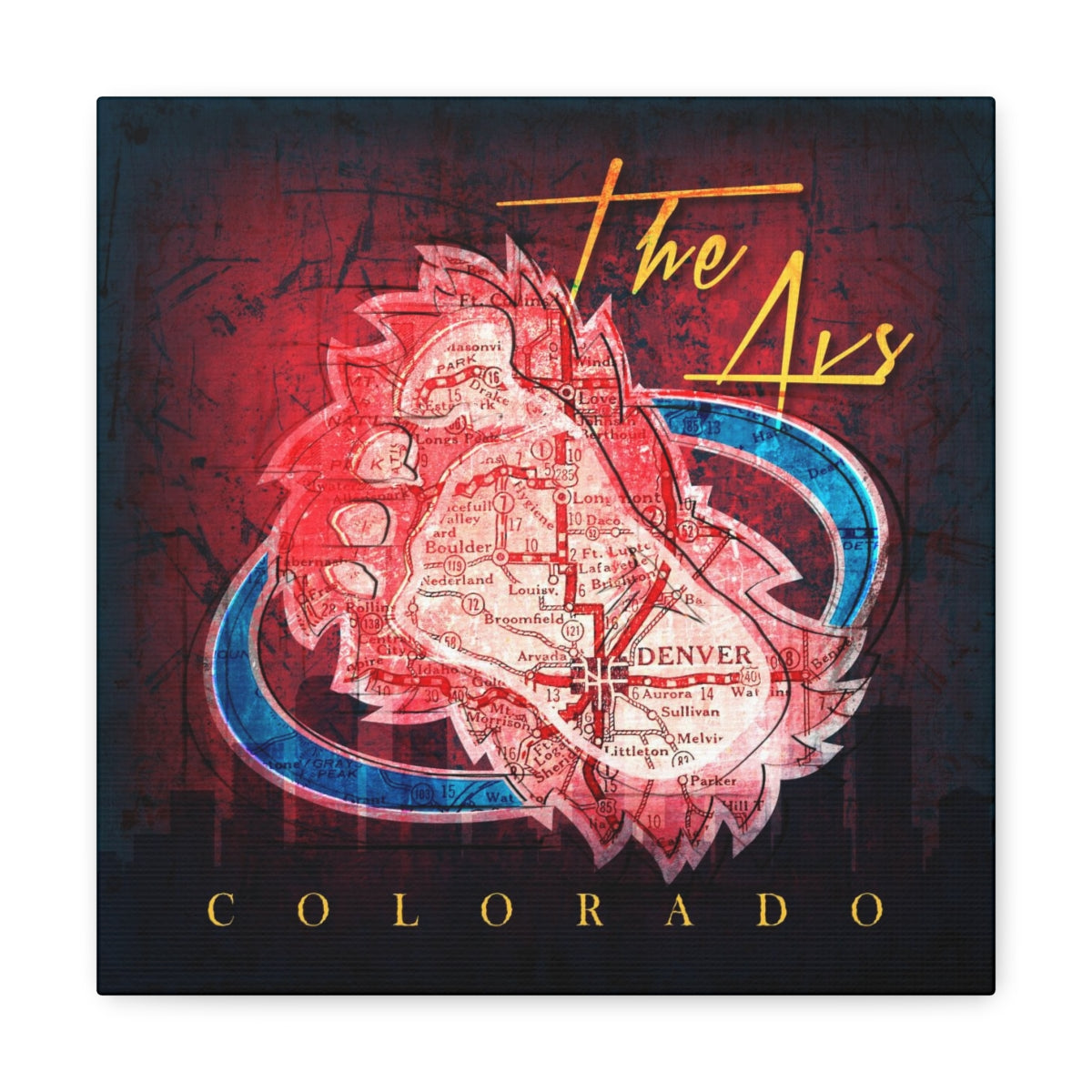 Colorado Avalanche Vintage Canvas Map | Sasquatch/Bigfoot