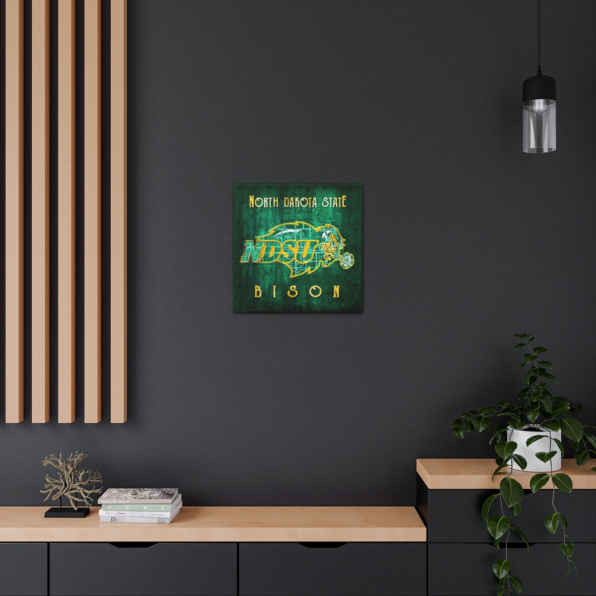 North Dakota State Bison Vintage Canvas Map