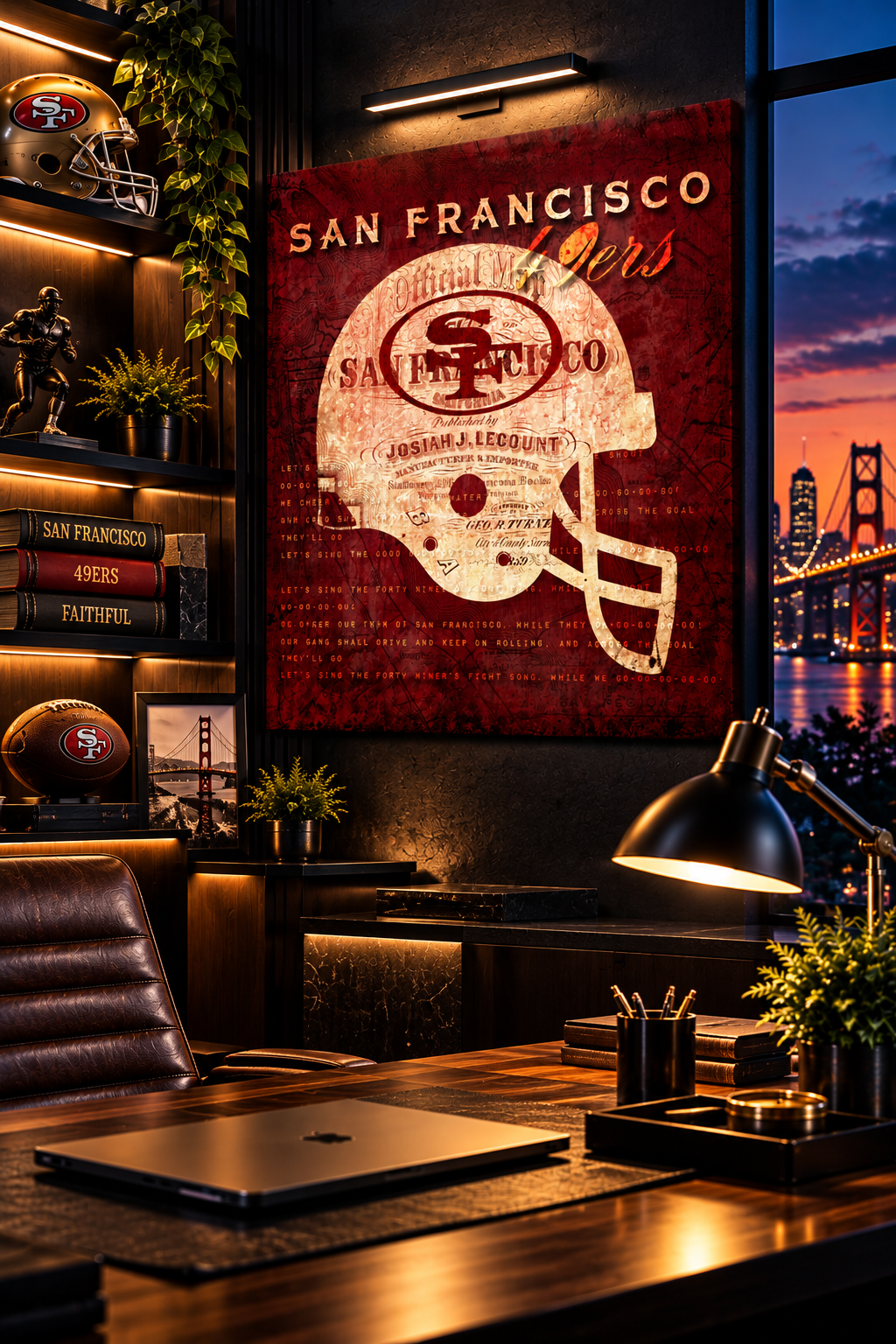 San Francisco 49ers Canvas Wall Art | Vintage City Map Football Helmet Decor
