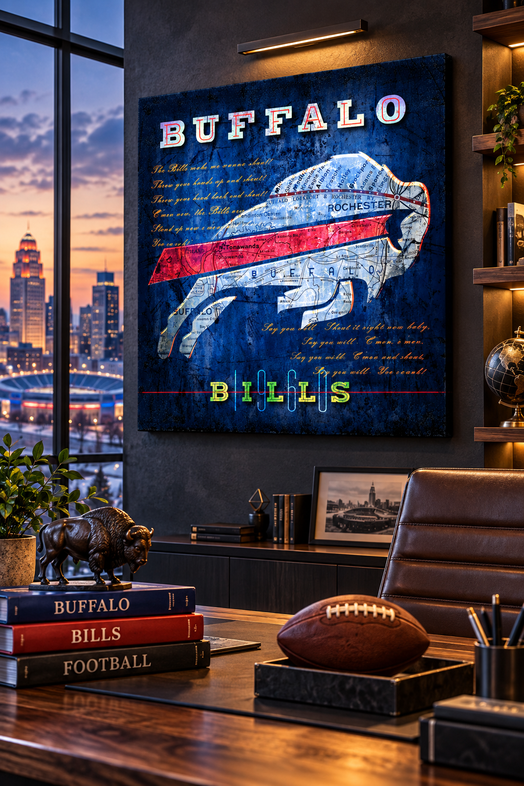 Buffalo Bills Wall Art | Vintage Buffalo City Map NFL Football Canvas Print