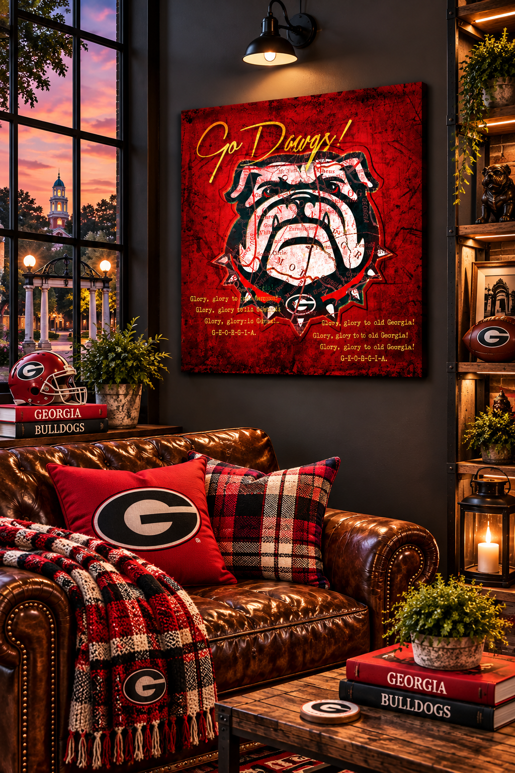 Georgia Bulldogs Canvas Wall Art | Vintage Athens Georgia Map & Fight Song Lyrics | UGA Football Decor