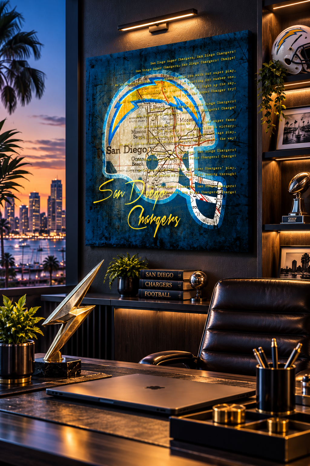 San Diego Chargers Canvas Wall Art | Vintage City Map Football Decor