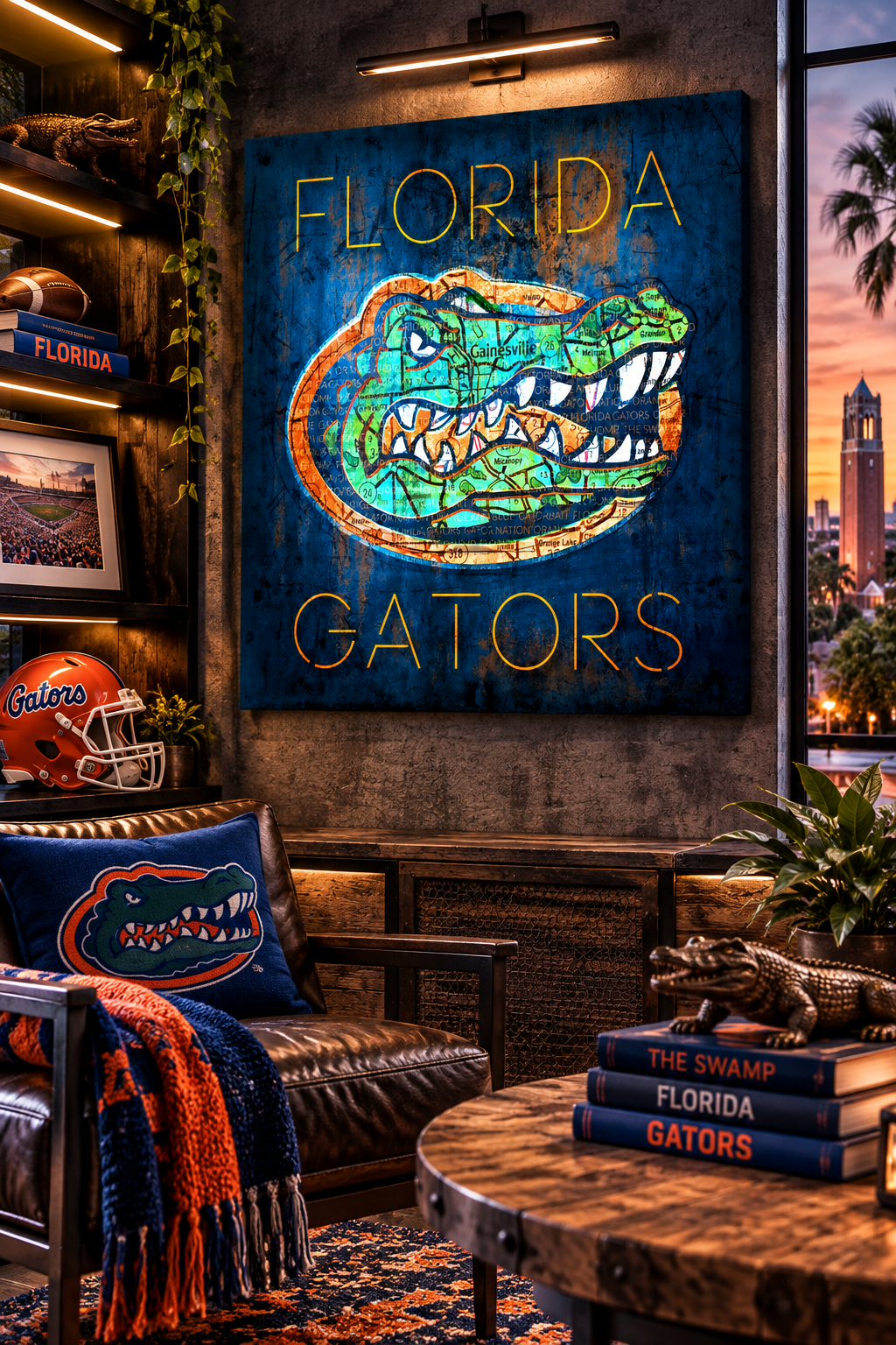 Florida Gators Canvas Wall Art | Vintage Gainesville Map & University of Florida Football Decor