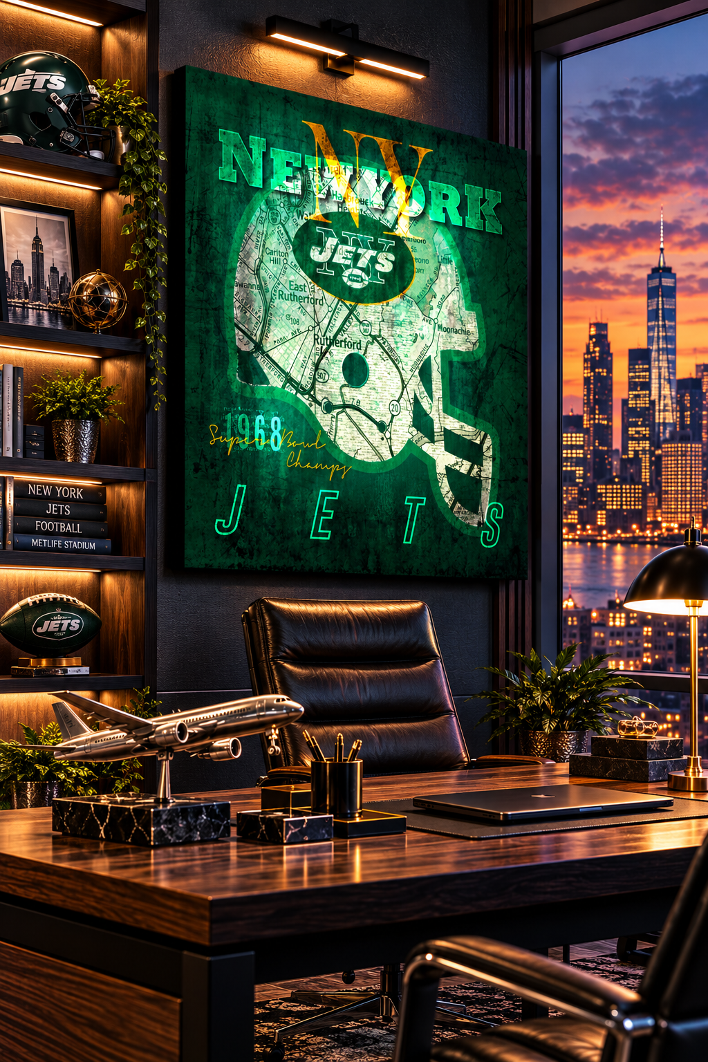 New York Jets Canvas Wall Art | Vintage City Map Football Decor