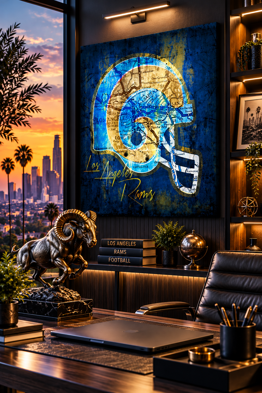 Los Angeles Rams Canvas Wall Art | Vintage LA City Map Football Decor