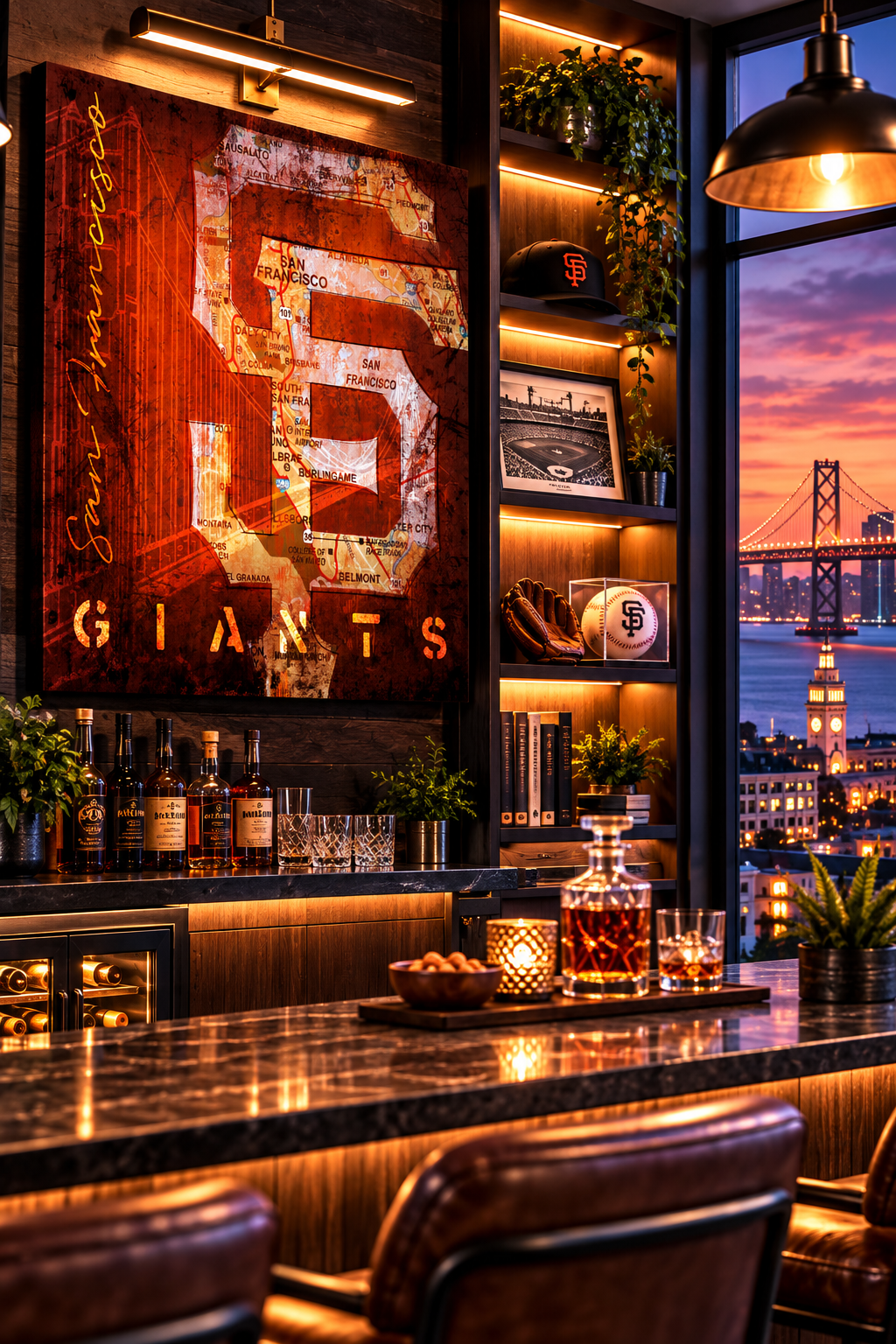 San Francisco Giants Canvas Wall Art | Vintage San Francisco City Map, Classic SF Logo & Golden Gate Bridge Design