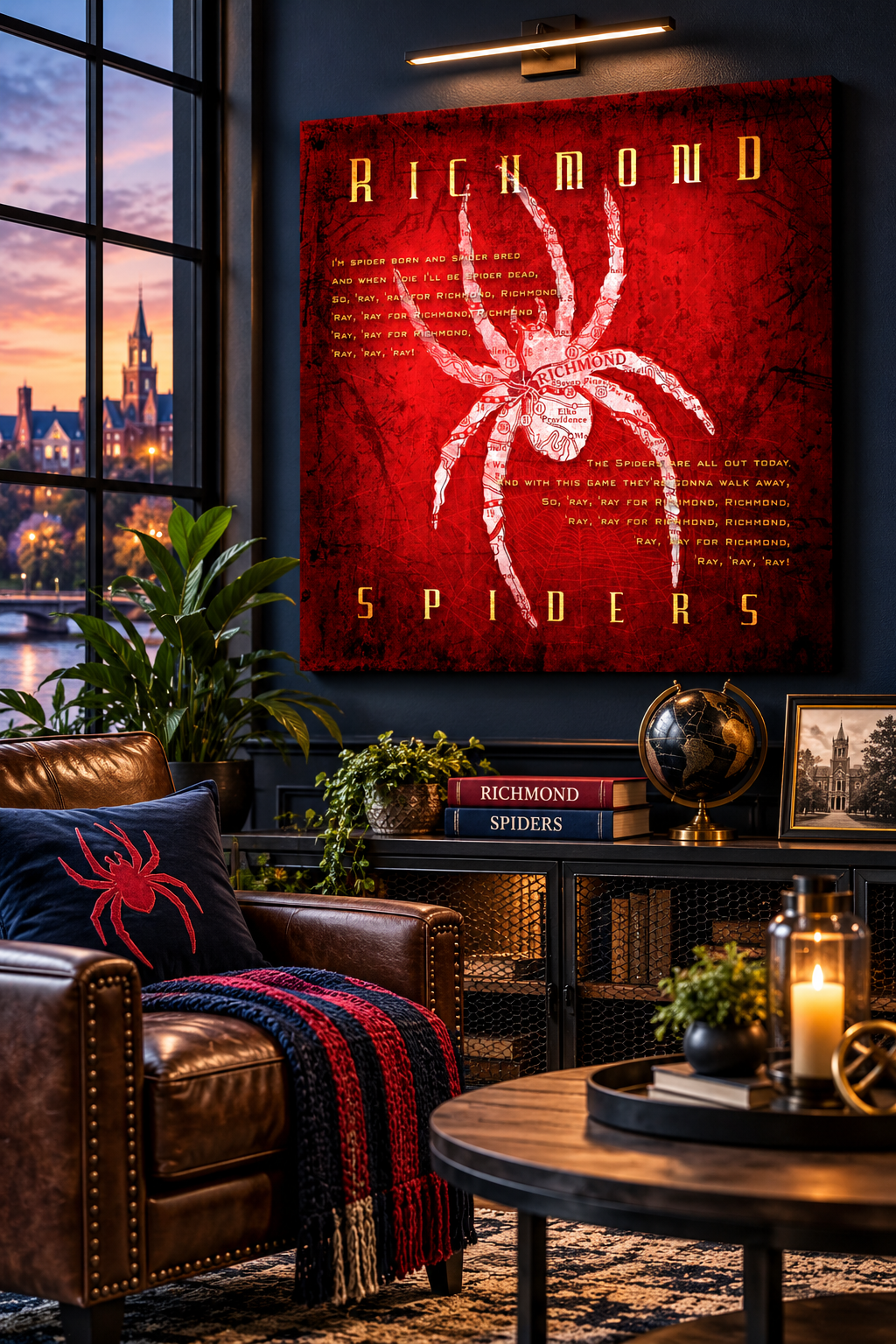 Richmond Spiders Canvas Wall Art | Vintage Richmond Virginia Map & Fight Song Decor