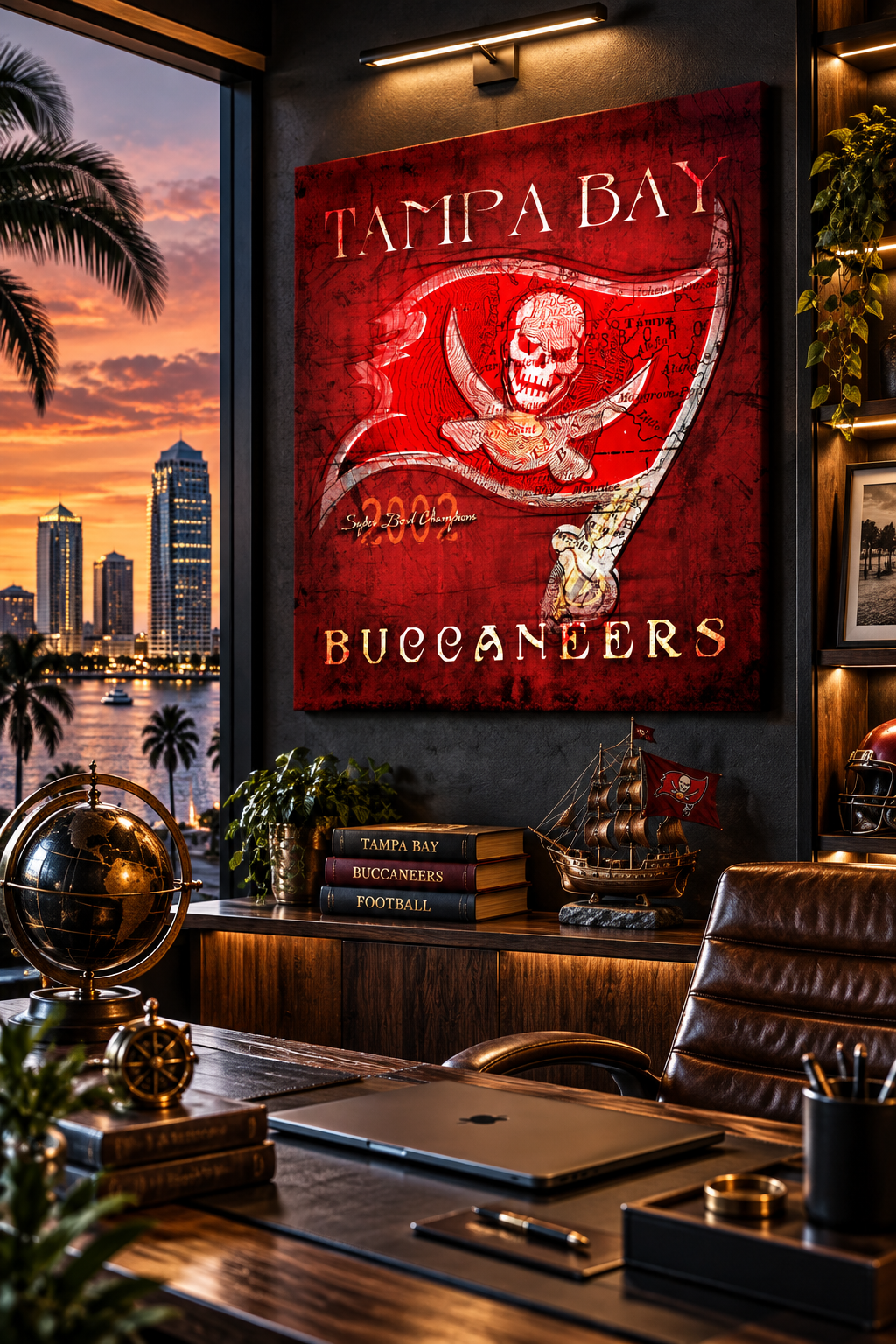Tampa Bay Buccaneers Canvas Wall Art | Vintage Tampa City Map Football Decor