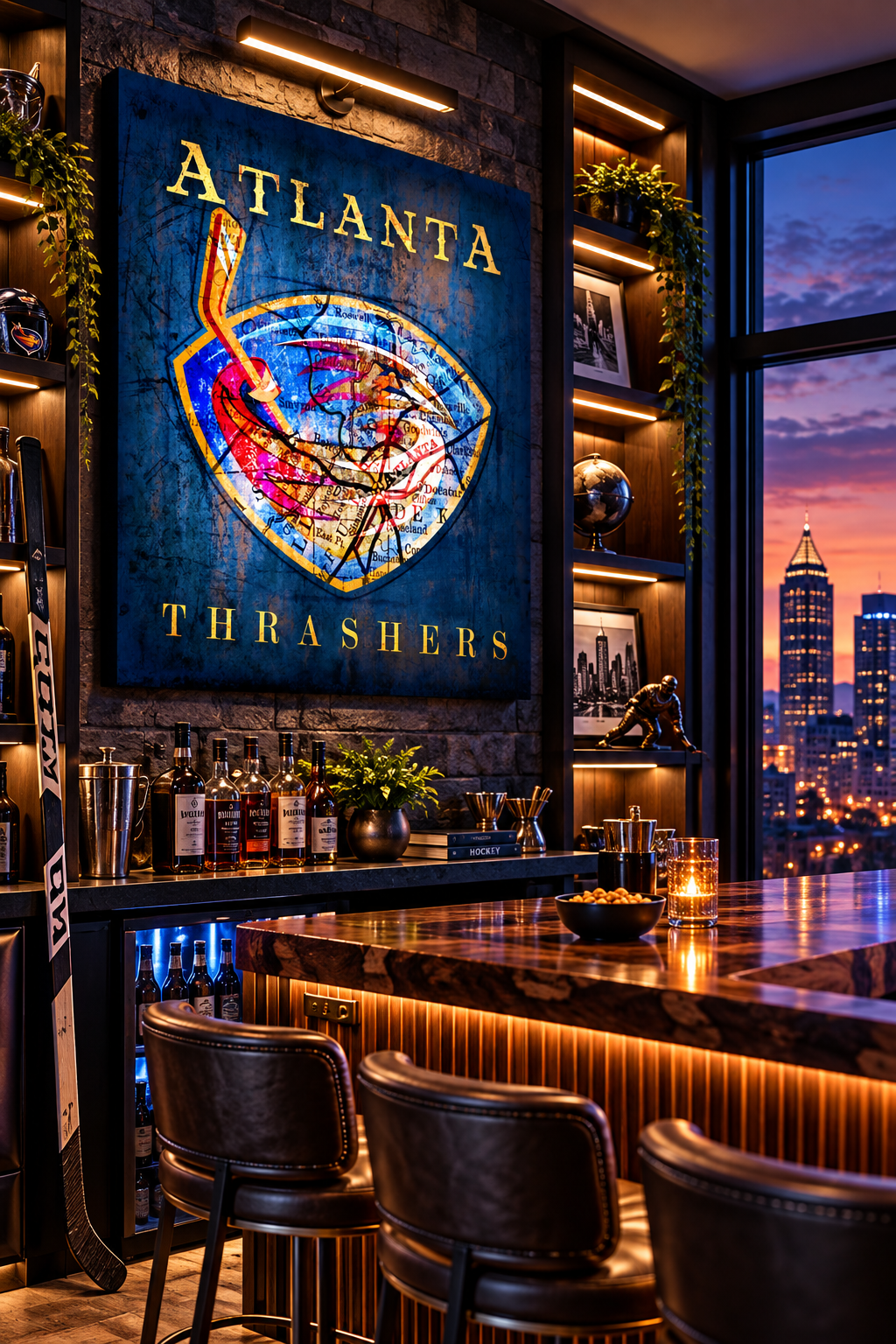 Atlanta Thrashers Wall Art | Vintage Atlanta City Map NHL Hockey Canvas Print