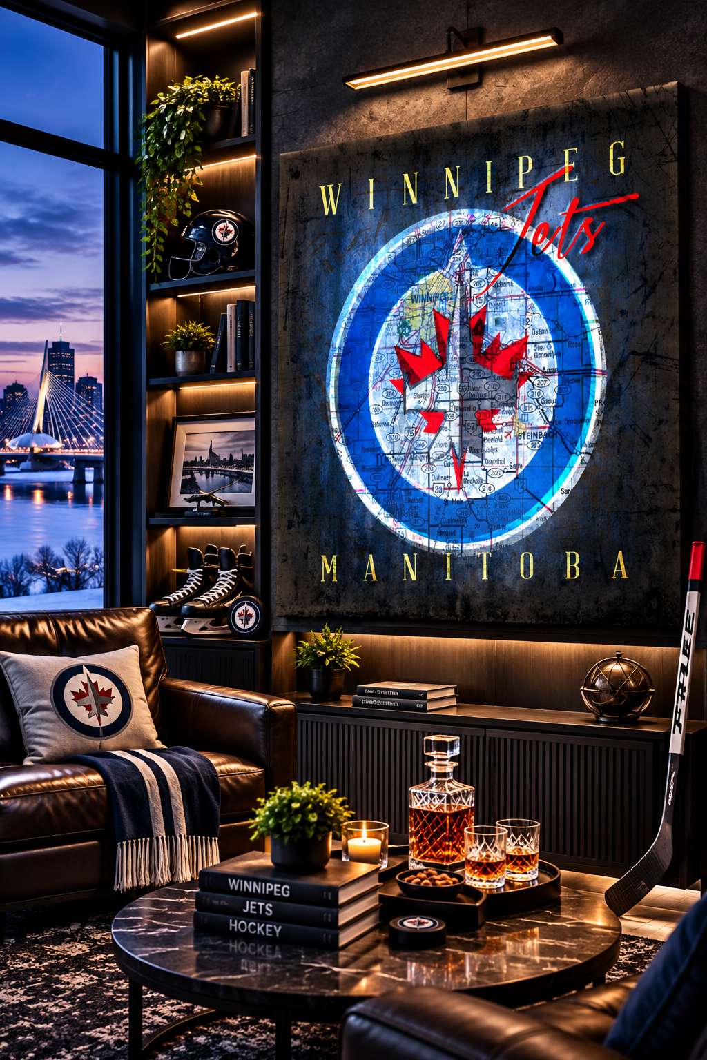 Winnipeg Jets Wall Art | Vintage Winnipeg City Map Hockey Canvas Print