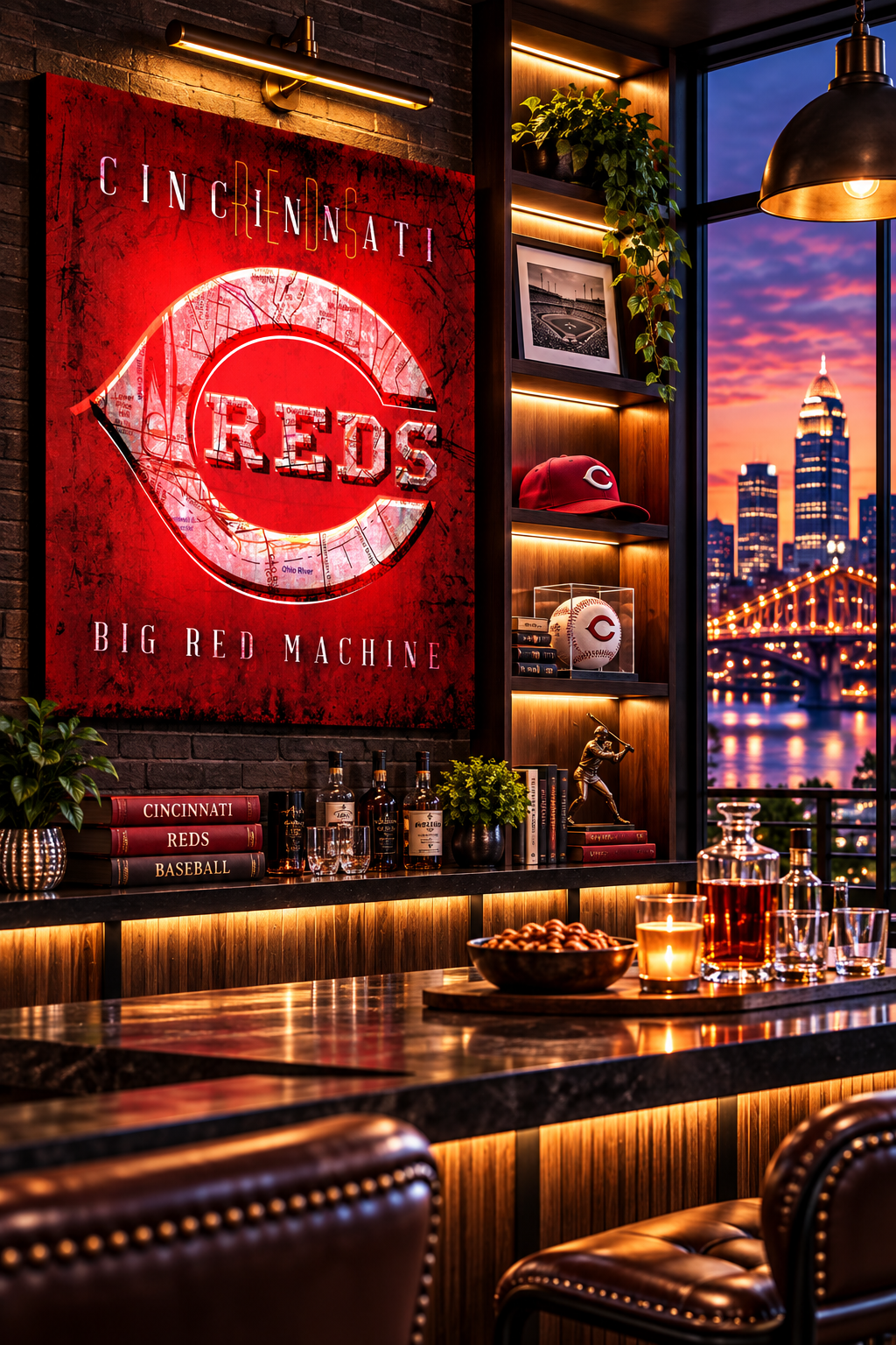Cincinnati Reds Vintage Canvas Map