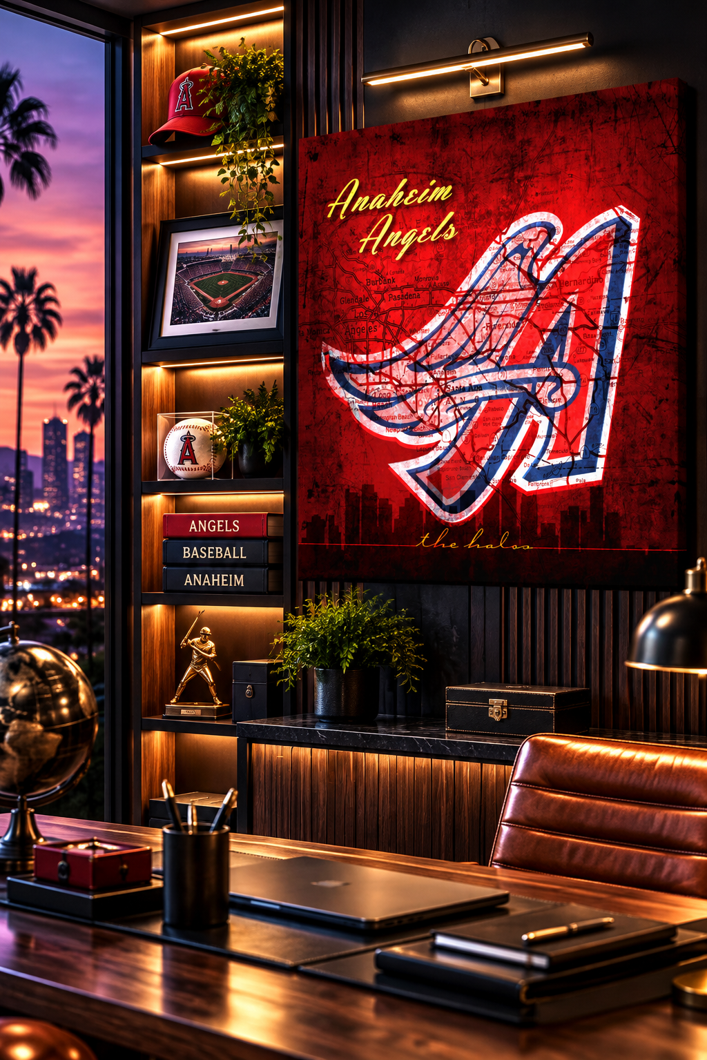Anaheim Angels Canvas Wall Art | Vintage Southern California Map, Retro Angels A & The Halos Design