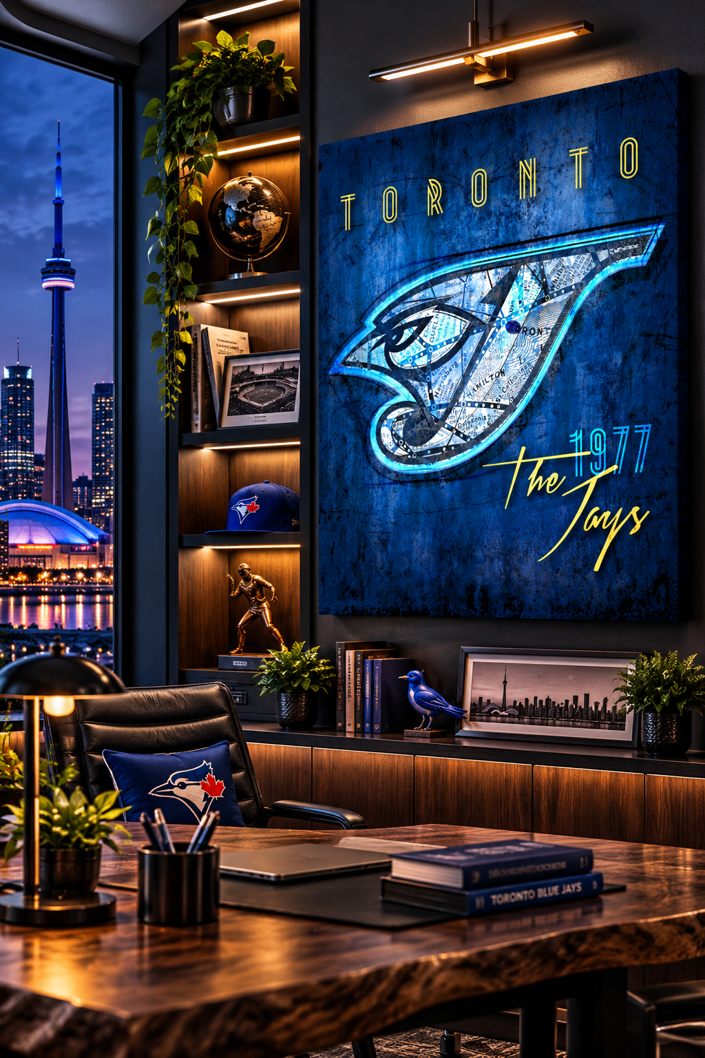 Toronto Blue Jays Canvas Wall Art | Vintage Toronto City Map, Retro Jays Logo & 1977 Baseball Design