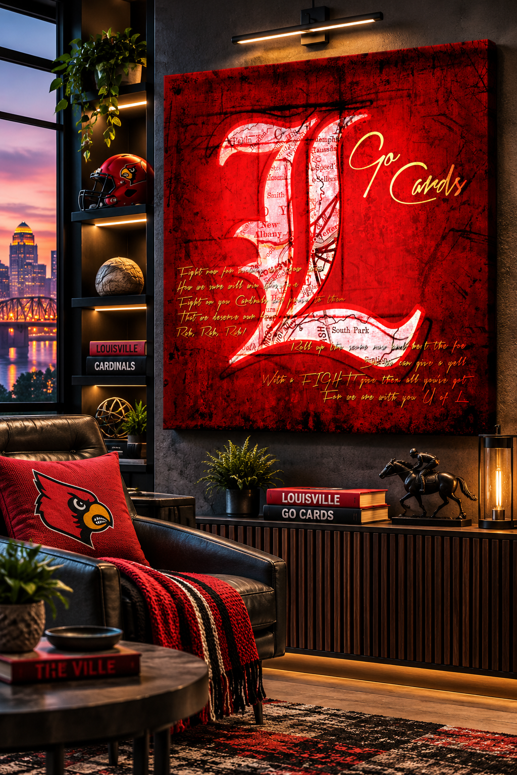 Louisville Cardinals Canvas Wall Art | Vintage Louisville Map & Fight Song Decor