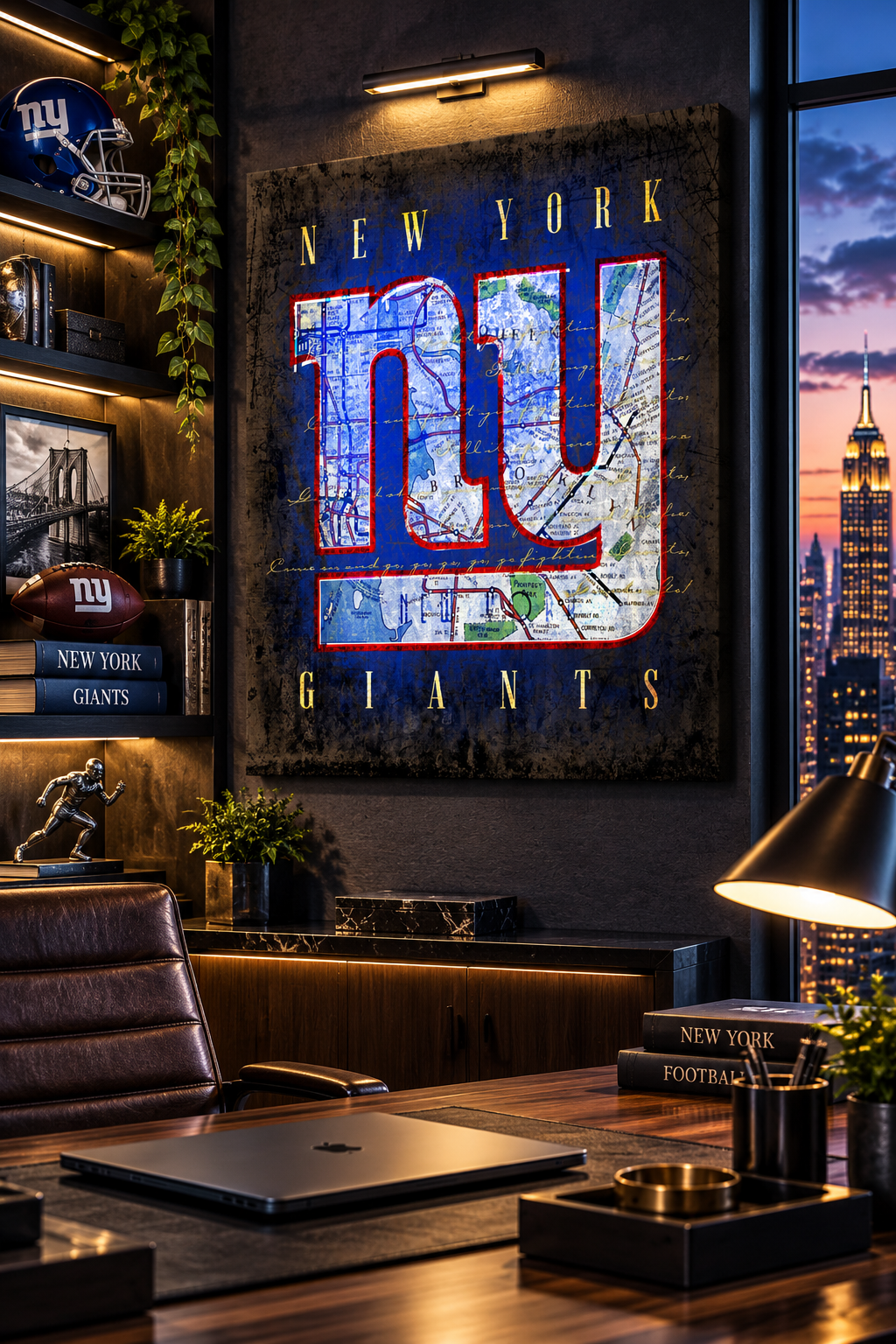 New York Giants Canvas Wall Art | Vintage NYC City Map Football Decor