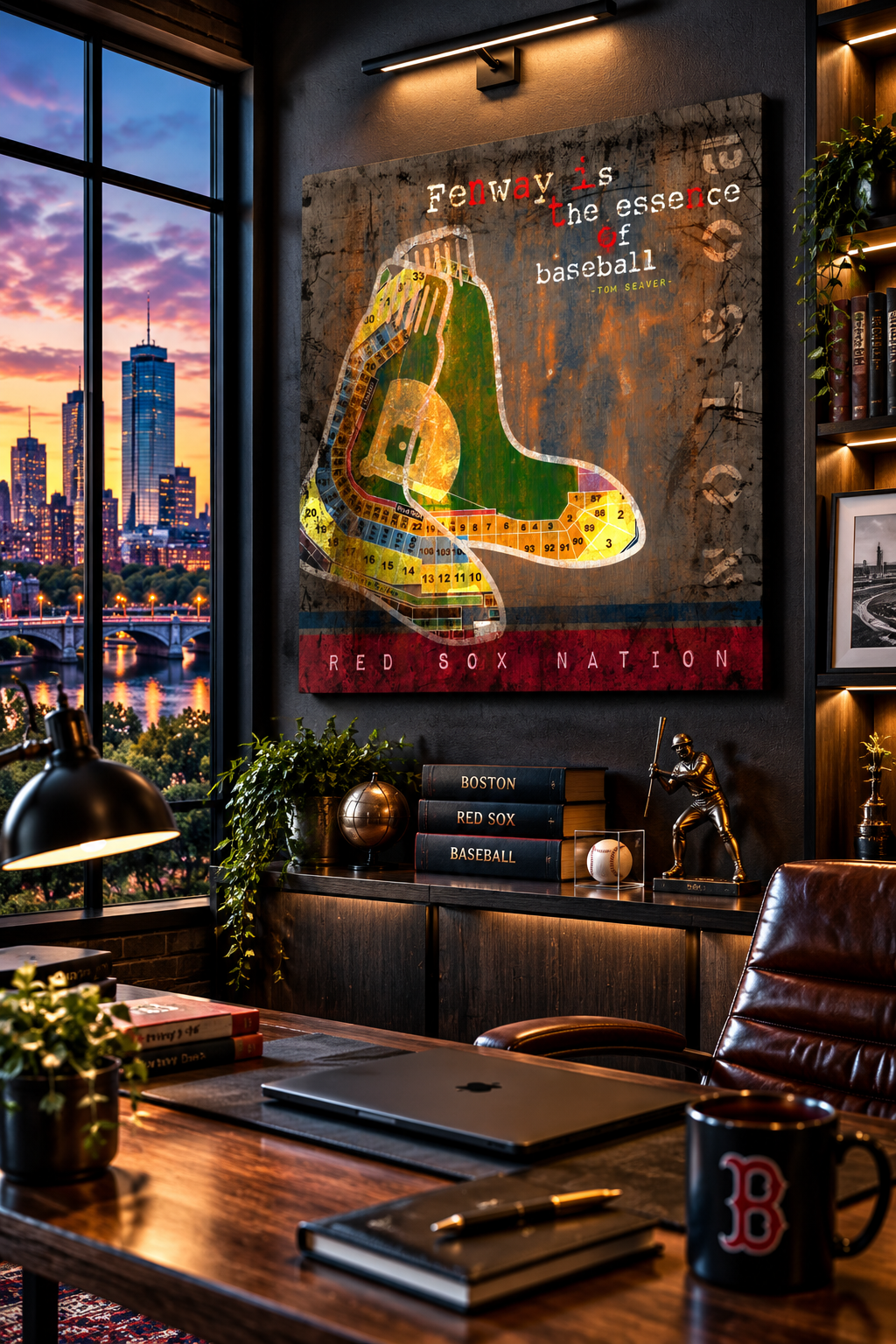 Boston Red Sox Fenway Park Canvas Wall Art | Vintage Stadium Seating Map & Baseball Decor