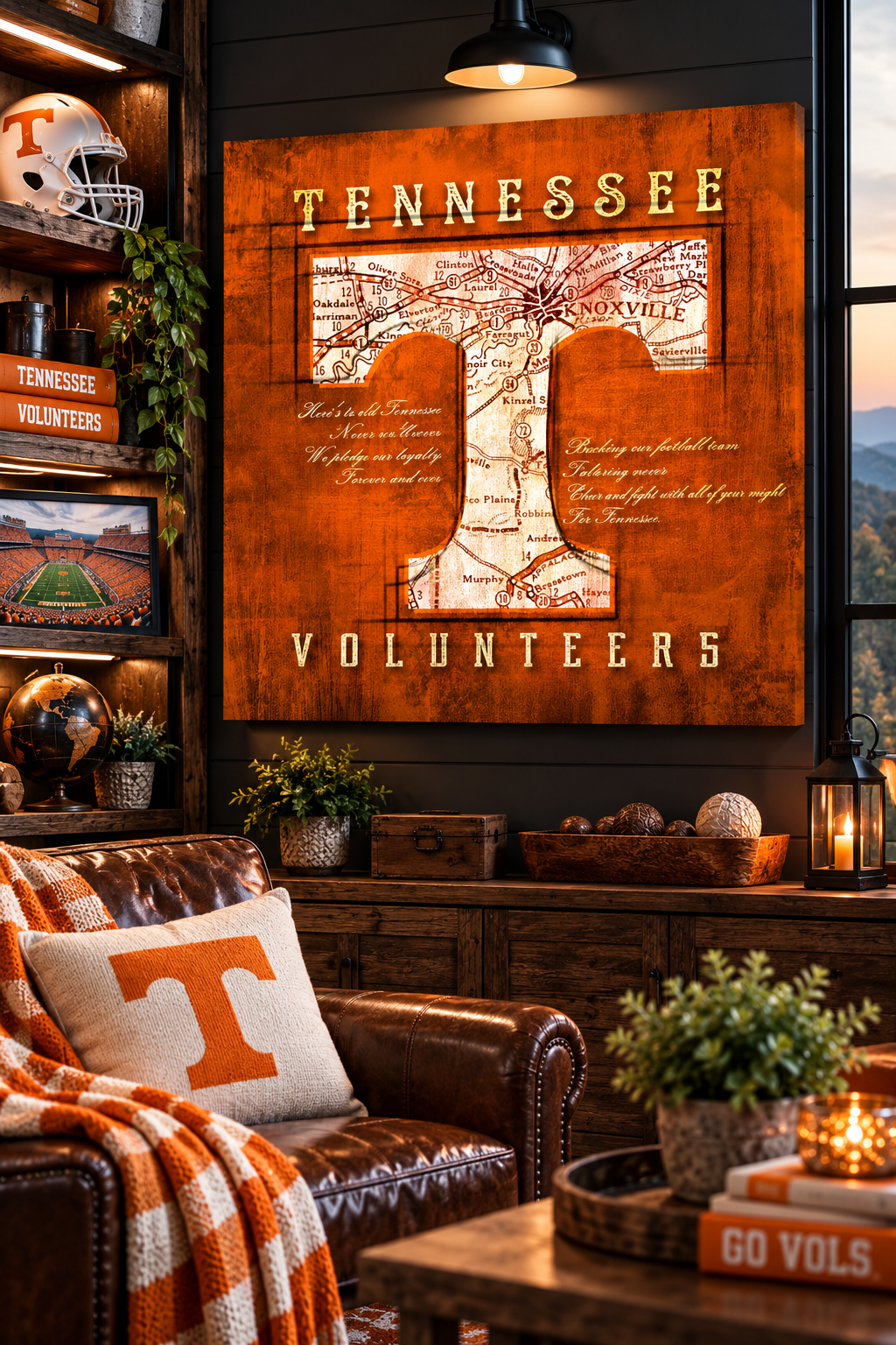 Tennessee Volunteers Wall Art | Vintage Knoxville Map & Fight Song Canvas