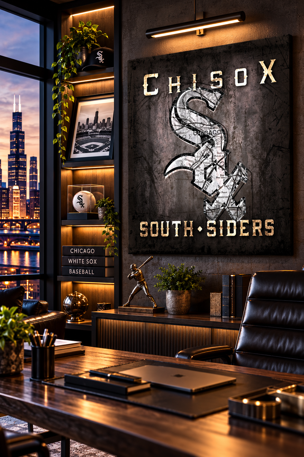 Chicago White Sox Canvas Wall Art | Vintage Chicago City Map, Sox Logo & South Siders Design