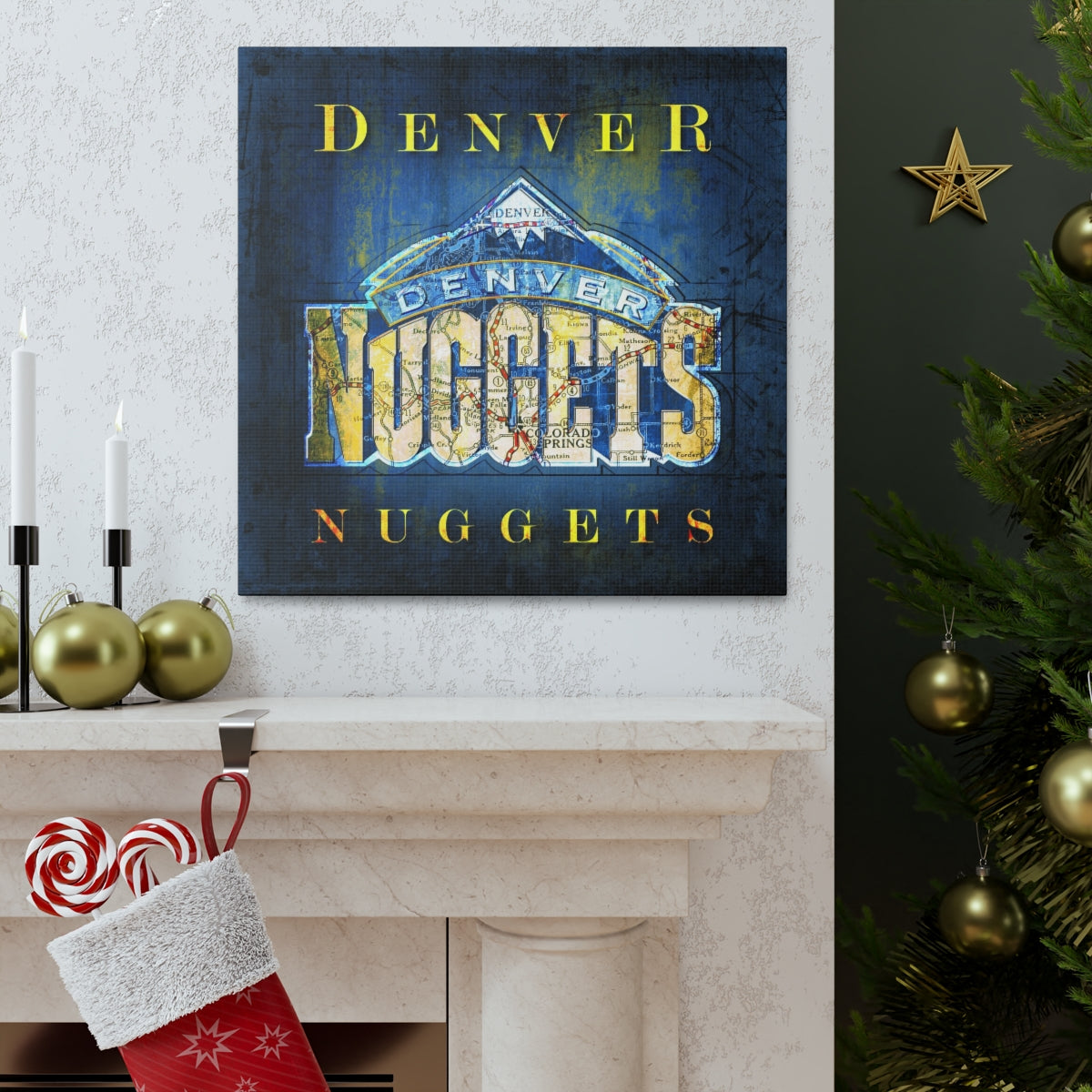 Denver Nuggets Vintage Canvas Map