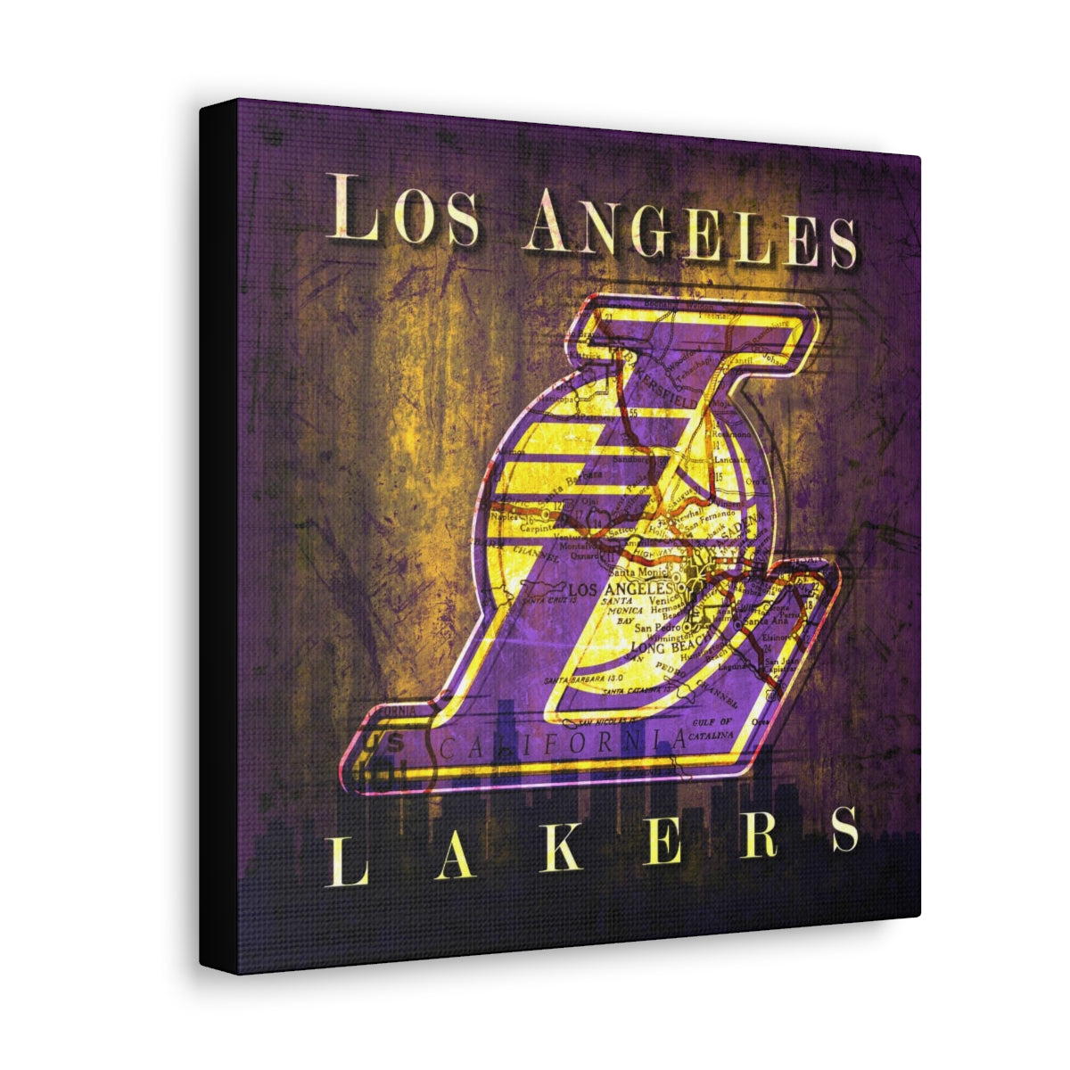 Los Angeles Lakers Vintage Canvas Map