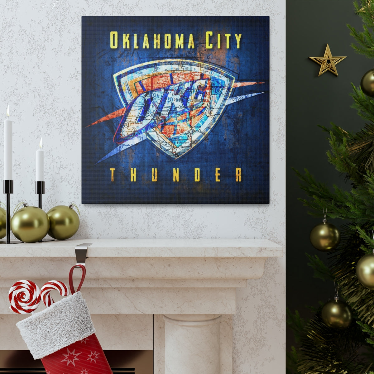 Oklahoma City Thunder Vintage Canvas Map
