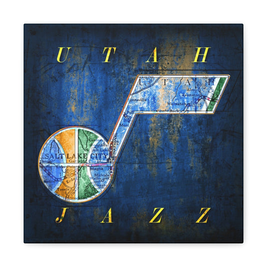 Utah Jazz Vintage Canvas Map