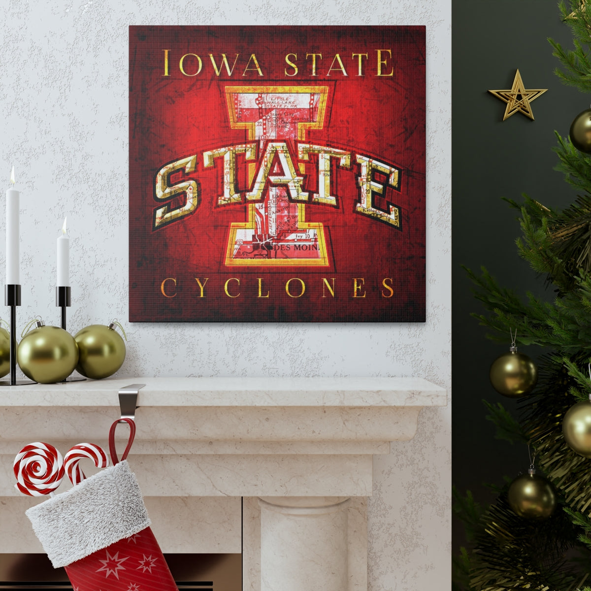 Iowa State Cyclones Vintage Canvas Map