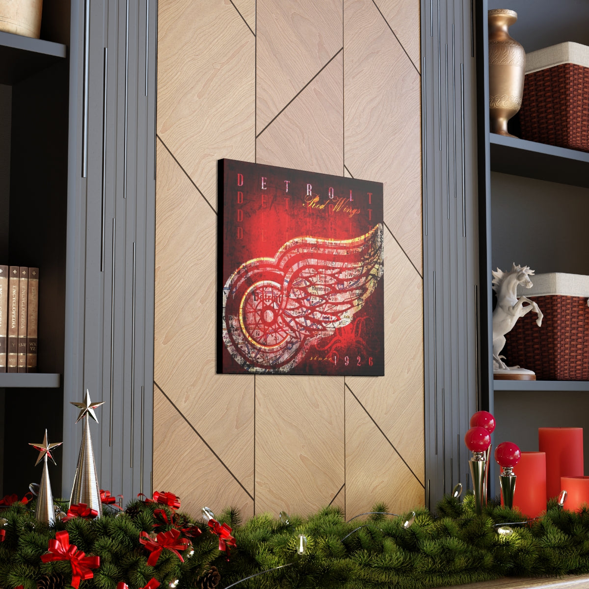 Detroit Red Wings Vintage Canvas Map