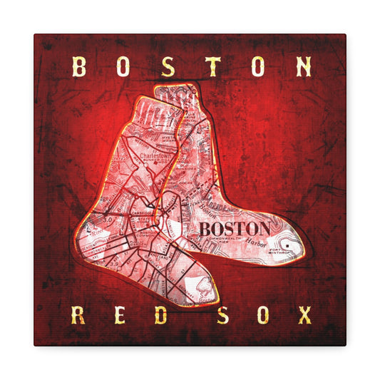 Boston Red Sox Vintage Canvas Map