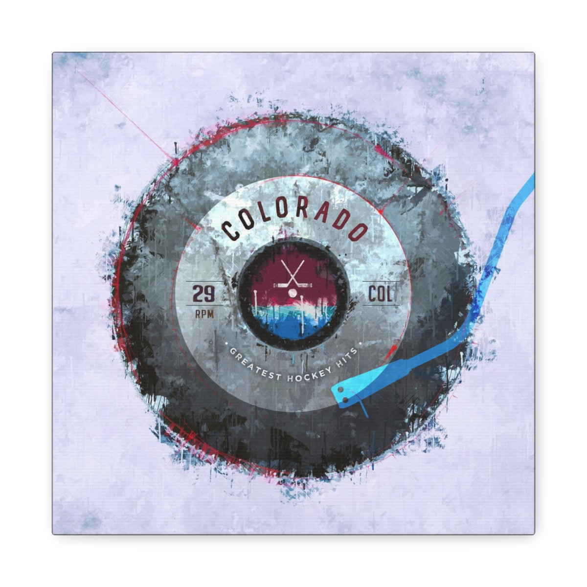 Colorado Avalanche Hockey Puck Turntable Canvas Art