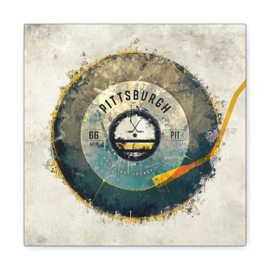 Pittsburgh Penguins Hockey Puck Turntable Canvas Art