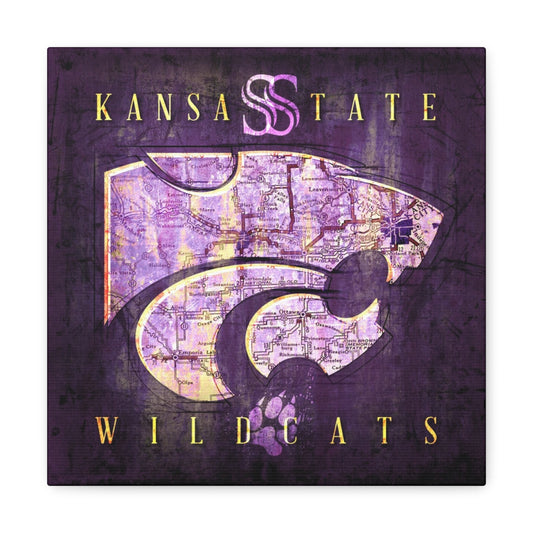 Kansas State Wildcats Vintage Canvas Map