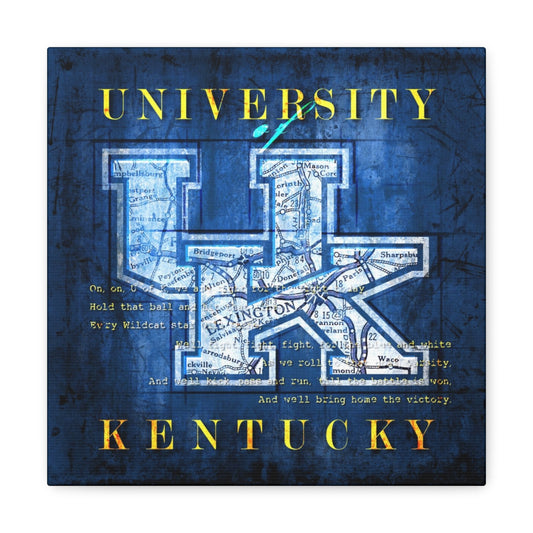 University of Kentucky Wildcats Vintage Canvas Map | Fight Song Lyrics