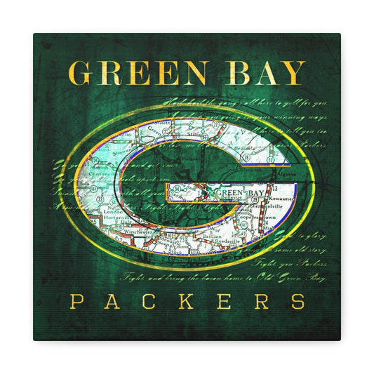 Green Bay Packers Vintage Canvas Map