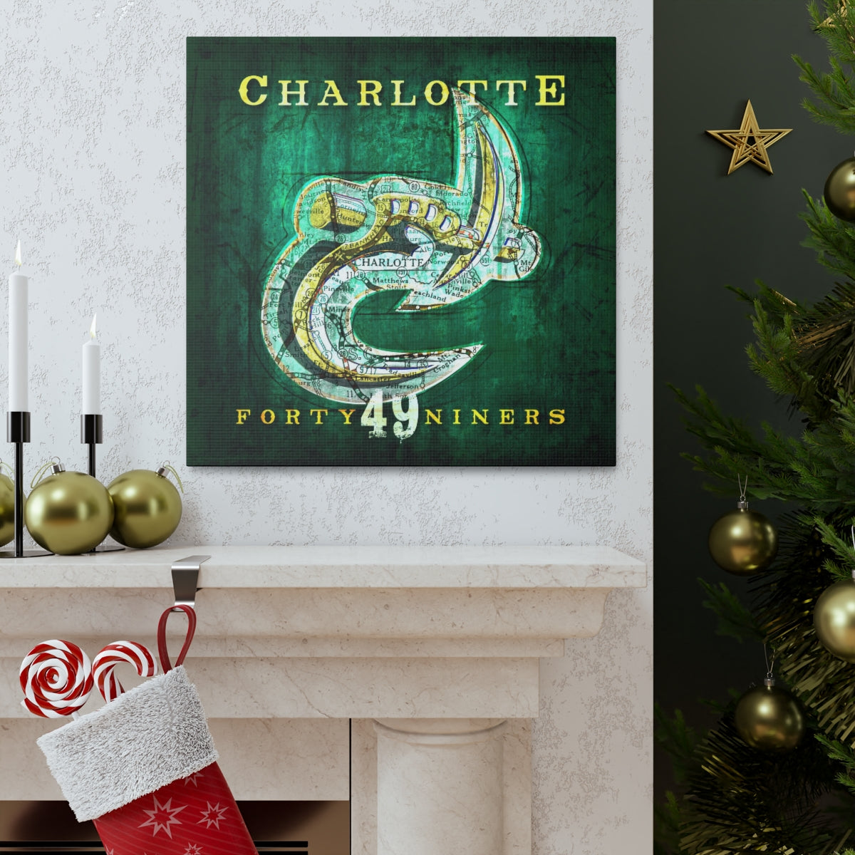 Charlotte 49ers Vintage Canvas Map