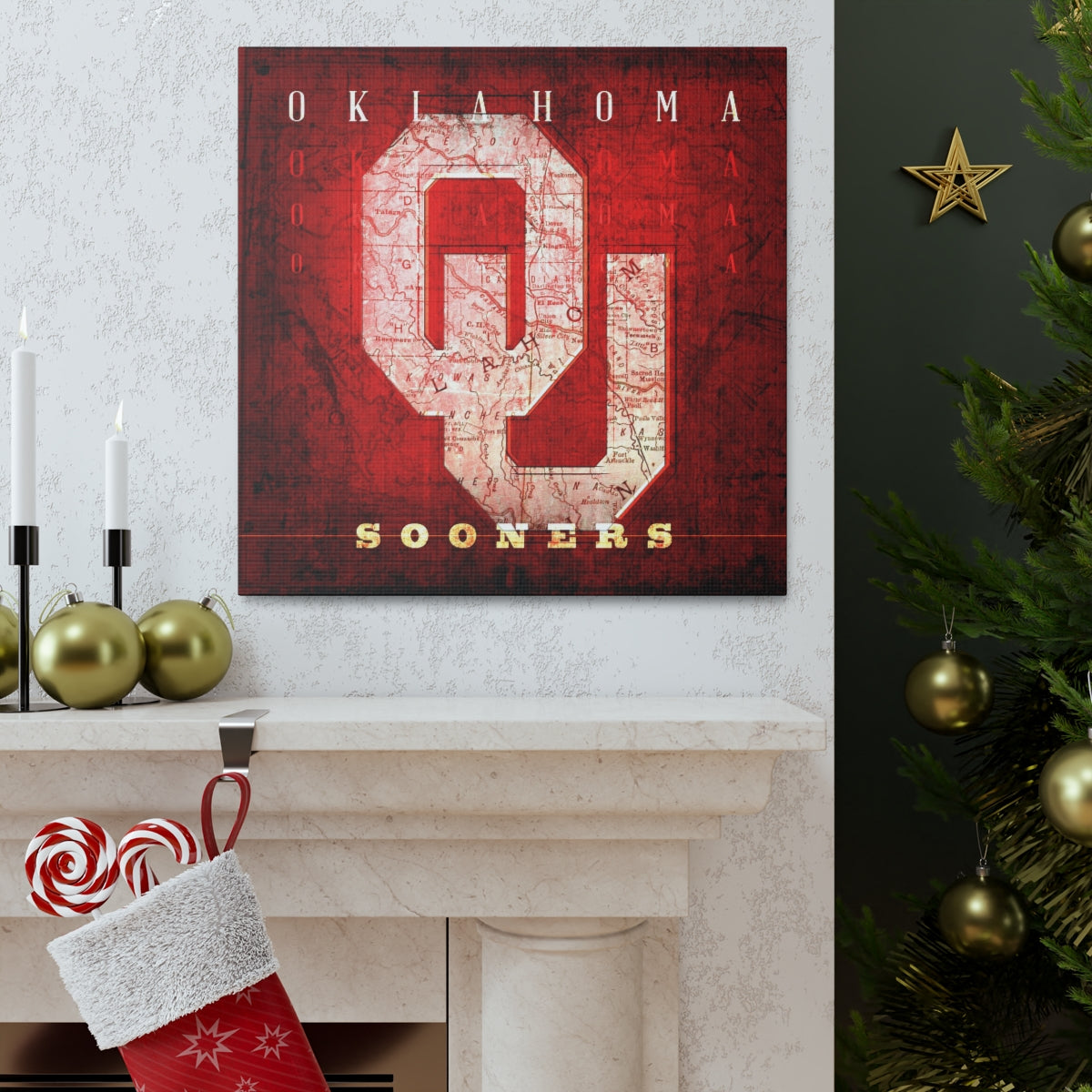 Oklahoma Sooners Vintage Canvas Map