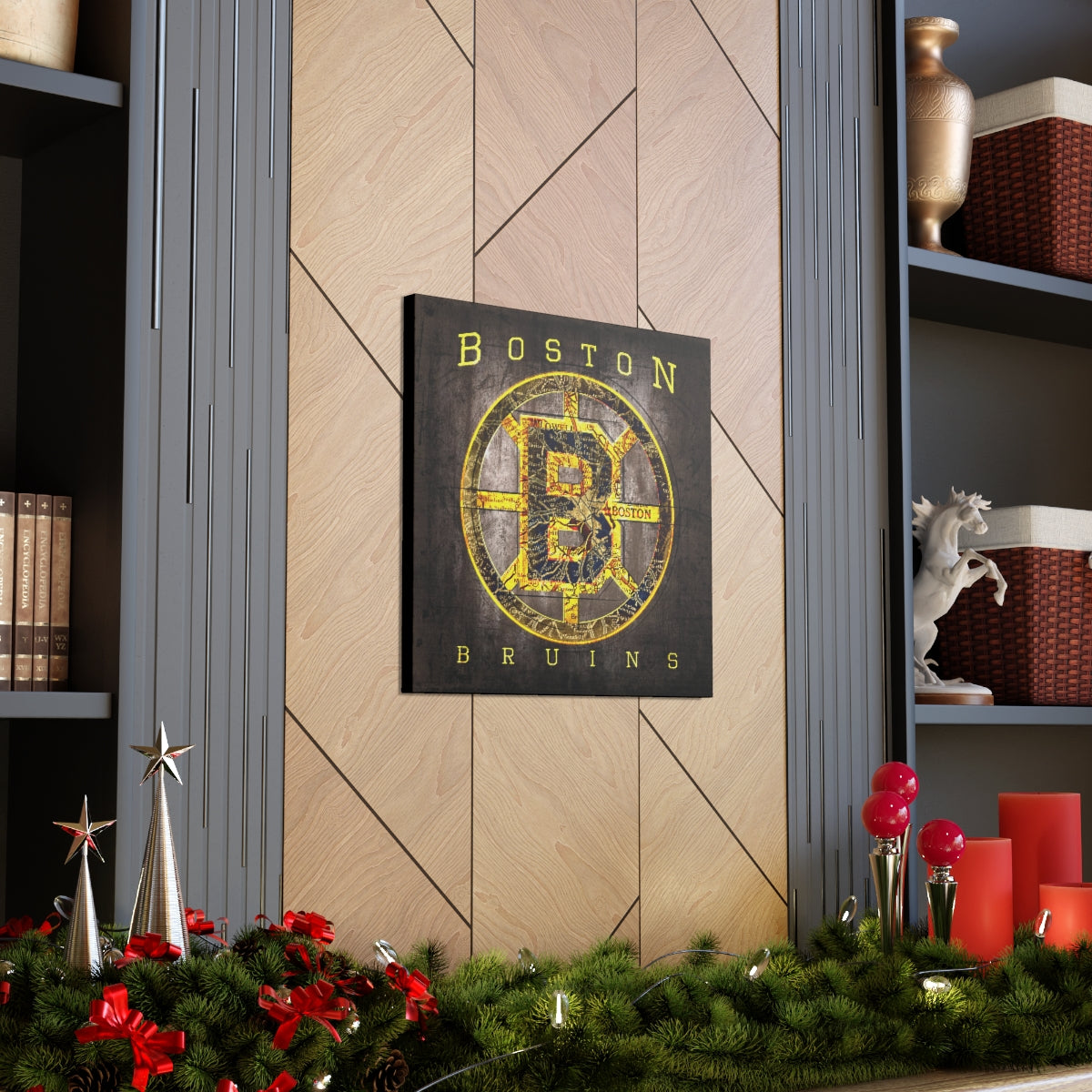 Boston Bruins Vintage Canvas Map