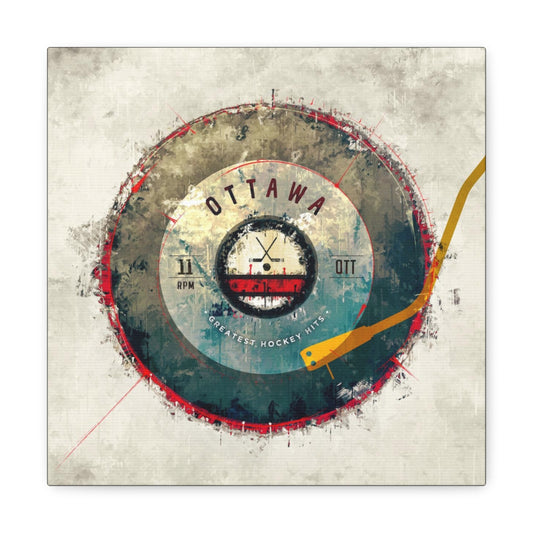 Ottawa Senators Hockey Puck Turntable Canvas Art