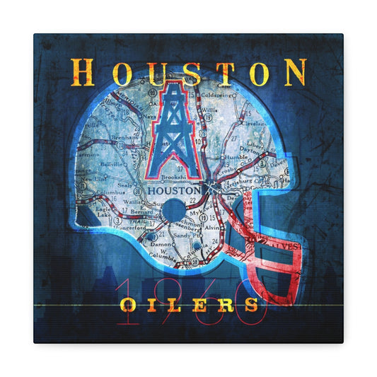 Houston Oilers Vintage Canvas Map