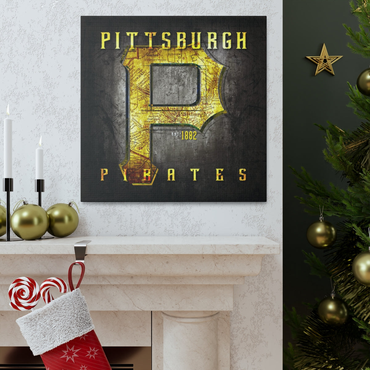 Pittsburgh Pirates Vintage Canvas Map