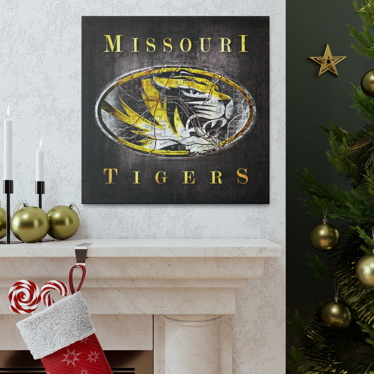 Missouri Tigers Vintage Canvas Map