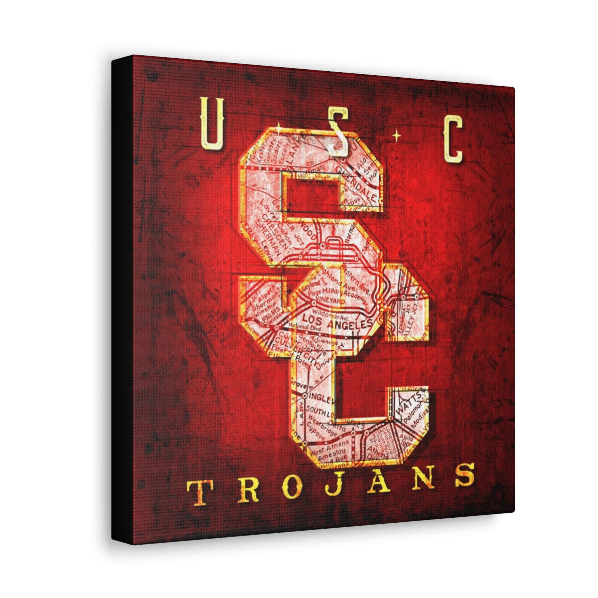 USC Trojans Vintage Canvas Map