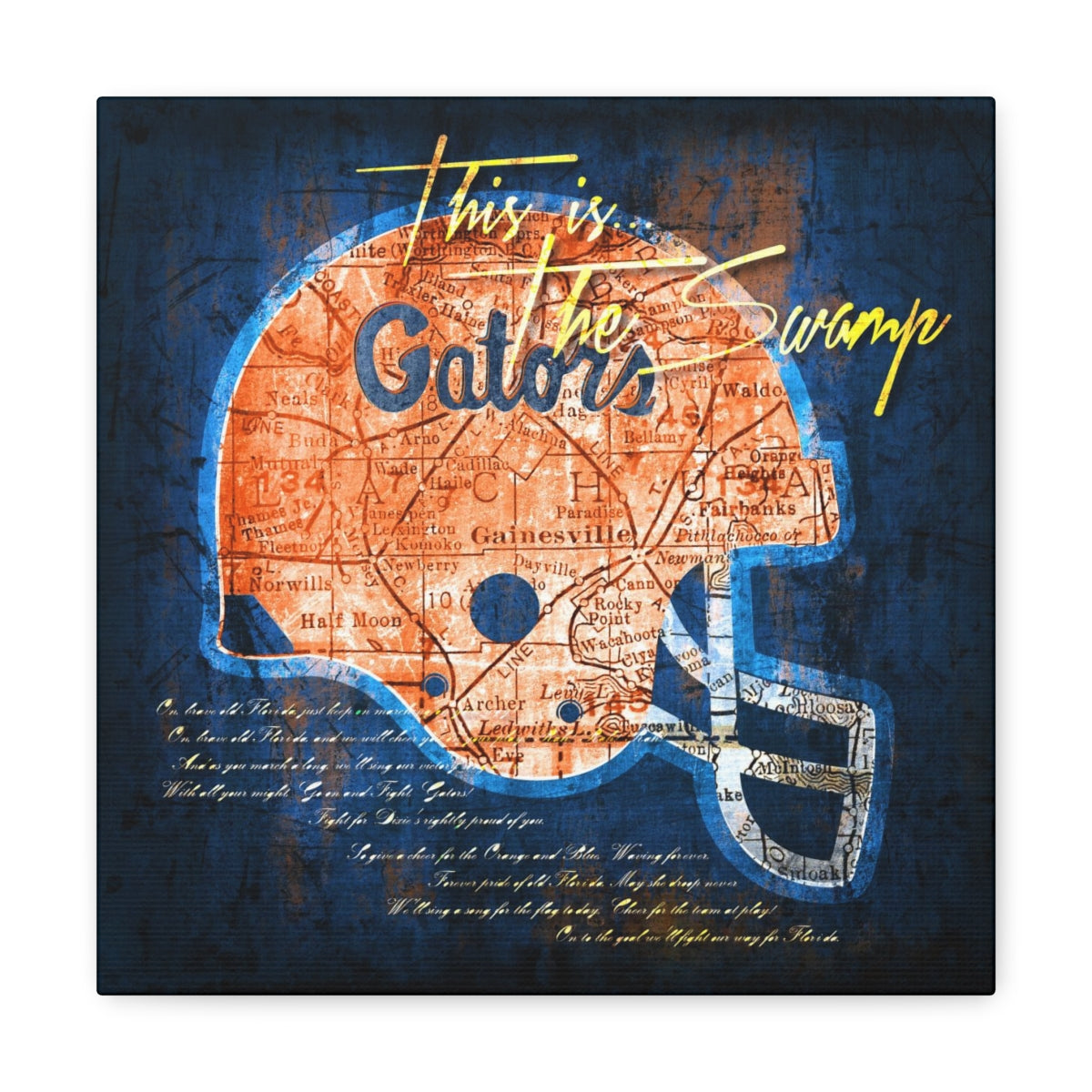 Florida Gators Vintage Canvas Map | Fight Song Lyrics