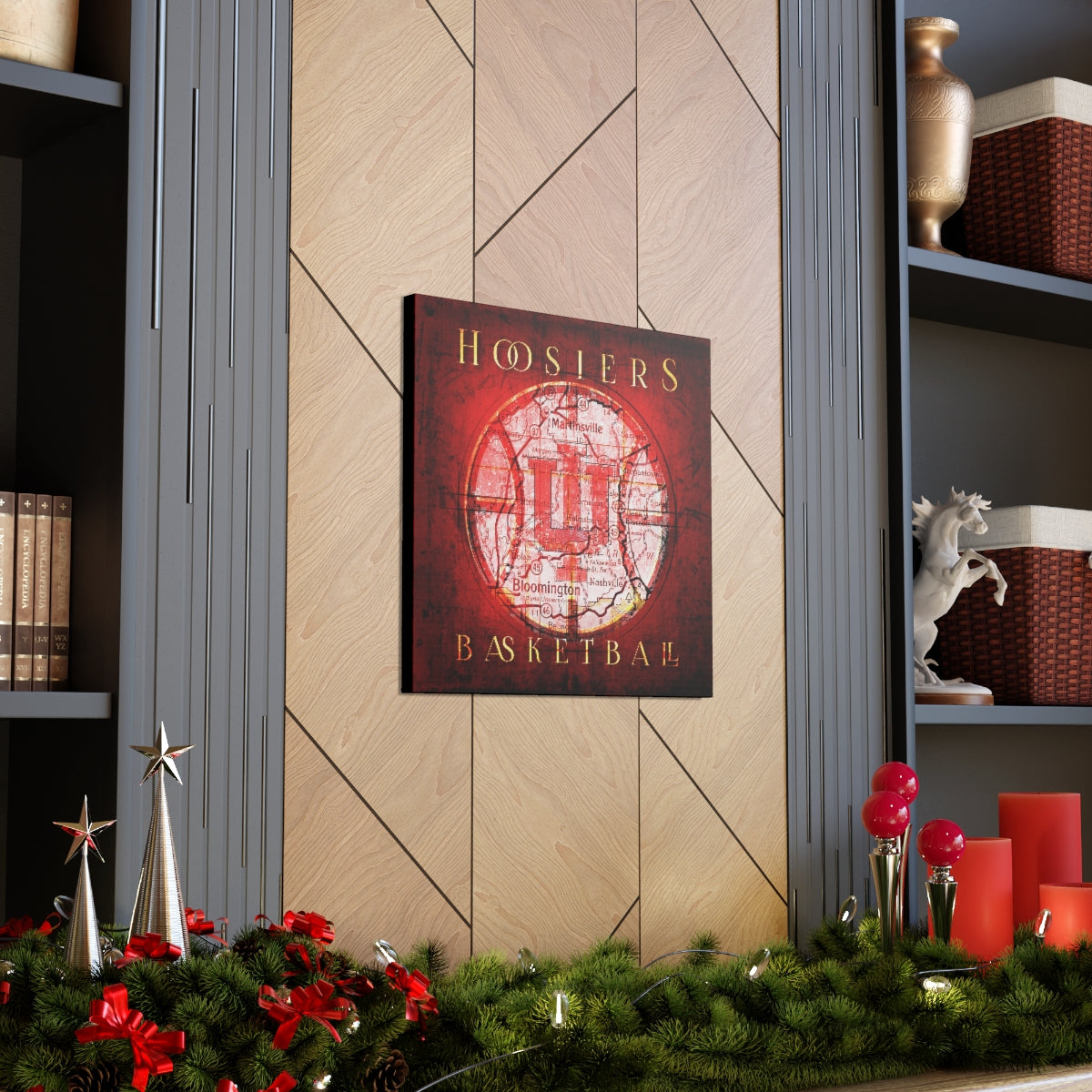 Indiana Hoosiers Basketball Vintage Canvas Map