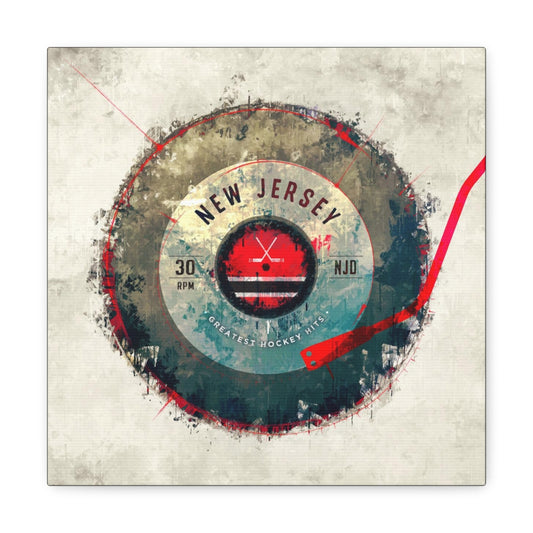 New Jersey Devils Hockey Puck Turntable Canvas Art