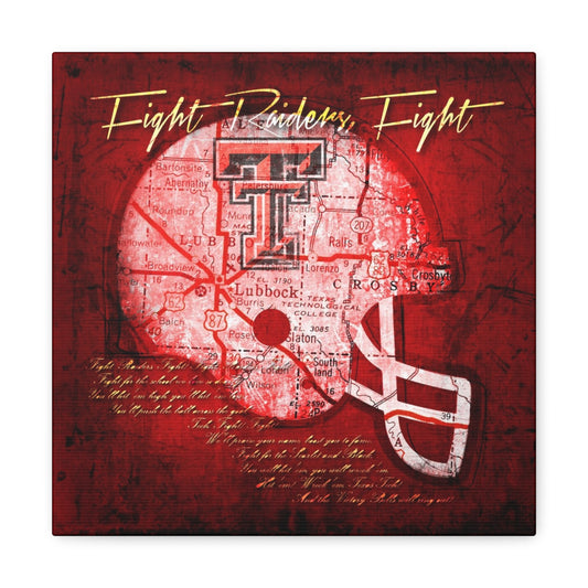 Texas Tech Red Raiders Vintage Canvas Map | Fight Song Lyrics