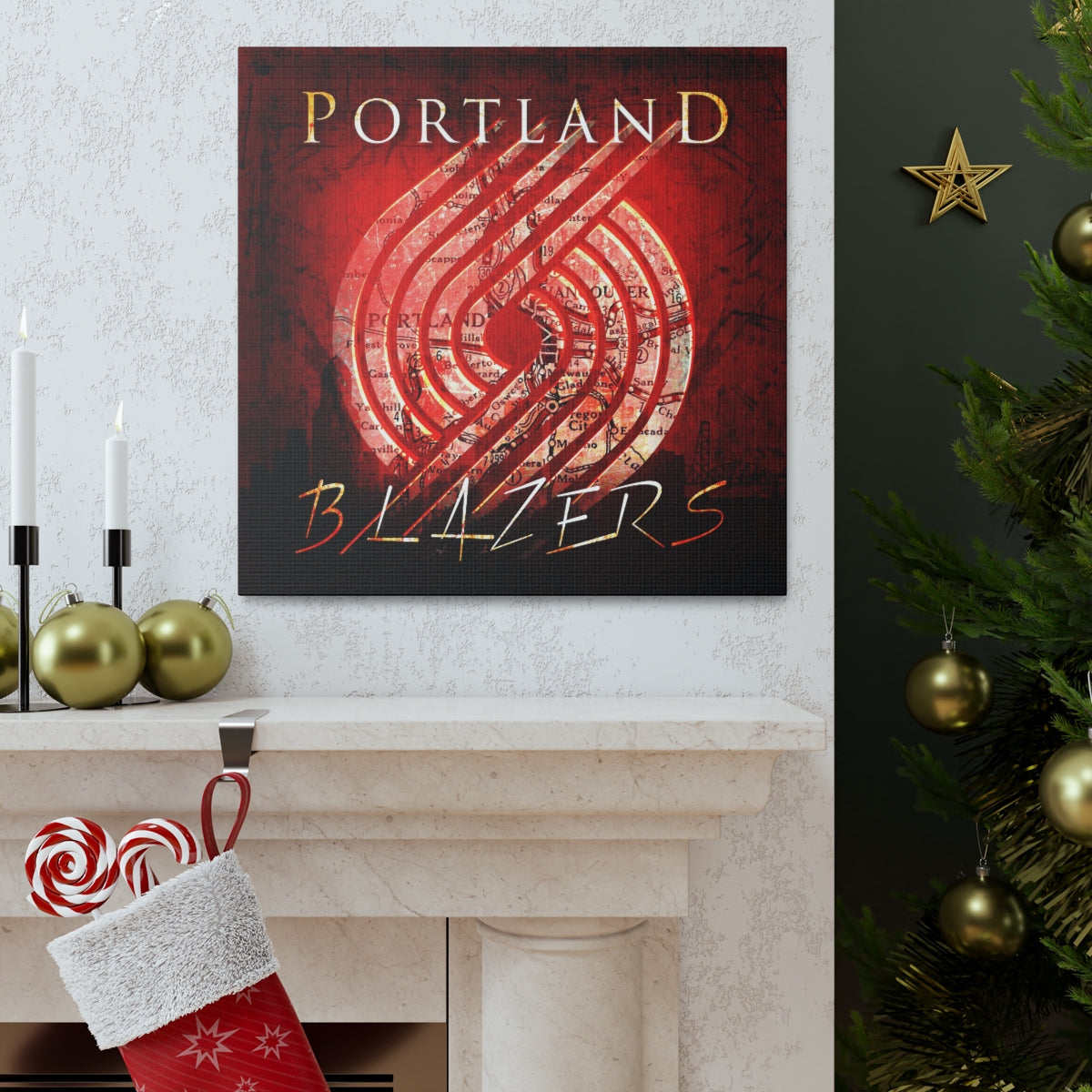 Portland Trail Blazers Vintage Canvas Map